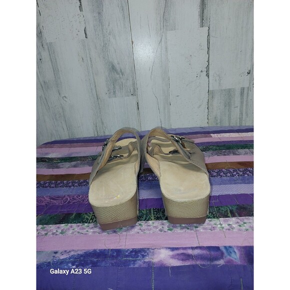 Dansko Tarin Sandals 10.5-11 EU 41 Taupe Nubuck 3 Strap Wedge - Picture 6 of 9